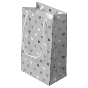 Tiny polka hearts in shades of grey small gift bag
