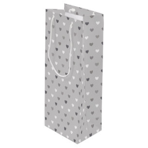 Tiny polka hearts in shades of grey wine gift bag