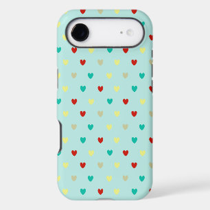 Tiny polka hearts on seafoam green