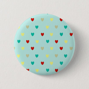 Tiny polka hearts on seafoam green 6 cm round badge