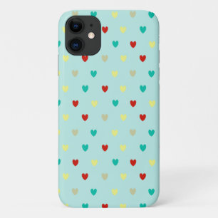 Tiny polka hearts on seafoam green Case-Mate iPhone case