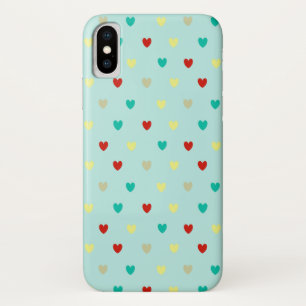 Tiny polka hearts on seafoam green Case-Mate iPhone case