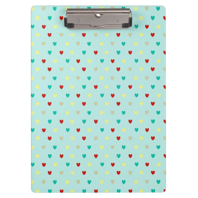 Tiny polka hearts on seafoam green clipboard (Front)