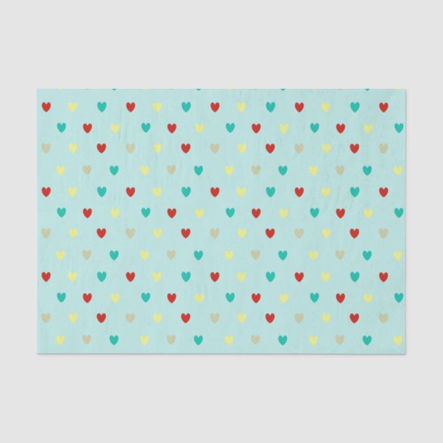 Tiny polka hearts on seafoam green tissue paper (Front)