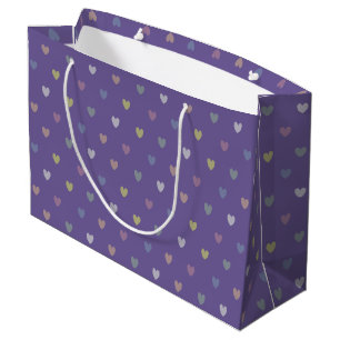 Tiny polka hearts on Ultra Violet Purple Large Gift Bag