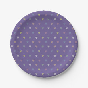 Tiny polka hearts on Ultra Violet Purple Paper Plate