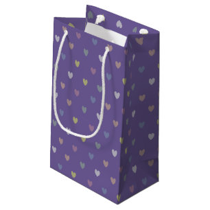 Tiny polka hearts on Ultra Violet Purple Small Gift Bag