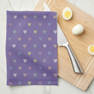 Tiny polka hearts on Ultra Violet Purple Tea Towel
