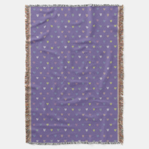 Tiny polka hearts on Ultra Violet Purple Throw Blanket