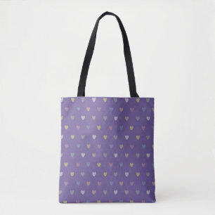 Tiny polka hearts on Ultra Violet Purple Tote Bag