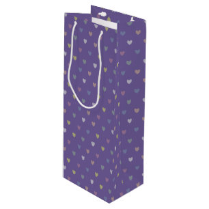 Tiny polka hearts on Ultra Violet Purple Wine Gift Bag