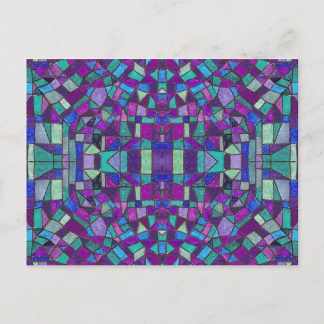 Tiny Purple Painted Mosaic Postcard (Front)