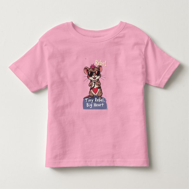 Tiny Rebel Big Heart – Cute Punk Mouse  Toddler T-Shirt (Front)