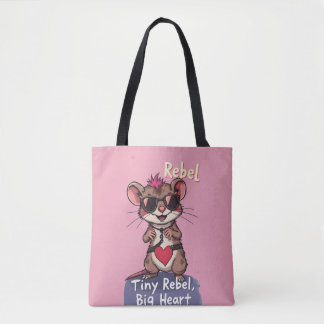 Tiny Rebel Big Heart – Cute Punk Mouse Tote Bag
