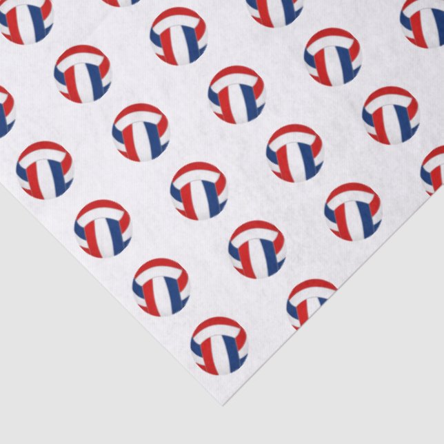 tiny red blue volleyballs pattern tissue paper (Detail)