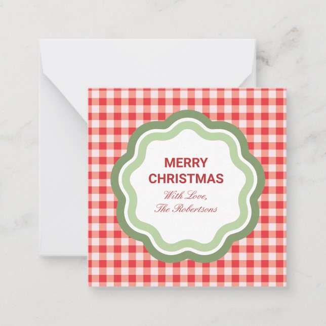 Tiny Red Gingham Personalised Gift Enclosure  Card (Front)