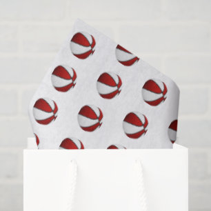 tiny red white basketballs pattern tissue paper