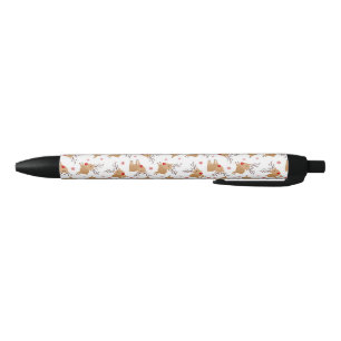 Tiny Reindeer Christmas Holiday Pattern Black Ink Pen