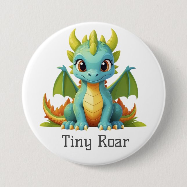 Tiny Roar Fantasy Dragon Baby Button (Front)