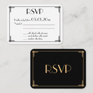 Tiny Round Great Gatsby Art Deco Wedding RSVP Enclosure Card