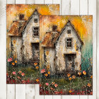 TINY SHABBY COUNTRY HOUSE MIXED MEDIA DECOUPAGE