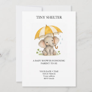 Tiny Shelter Elephant Umbrella Baby Shower Invitation