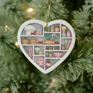 Tiny Shelves: Baker Edition graphic print Baking Ceramic Tree Decoration