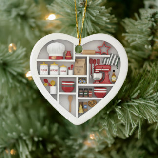 Tiny Shelves: Baking edition 2D print Love to Bake Ceramic Tree Decoration