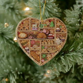 Tiny Shelves: Christmas Food edition 2D print Xmas Ceramic Tree Decoration