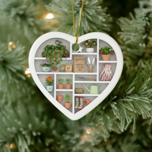 Tiny Shelves: Gardener edition (graphic print) Ceramic Tree Decoration