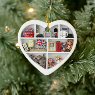 Tiny Shelves: I Love London 2D print British UK Ceramic Tree Decoration