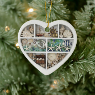 Tiny Shelves Nautical Ocean Sea Beach 2D print Ceramic Tree Decoration