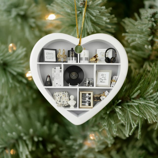 Tiny Shelves Piano Music Fan edition 2Dprint Heart Ceramic Tree Decoration (Tree)