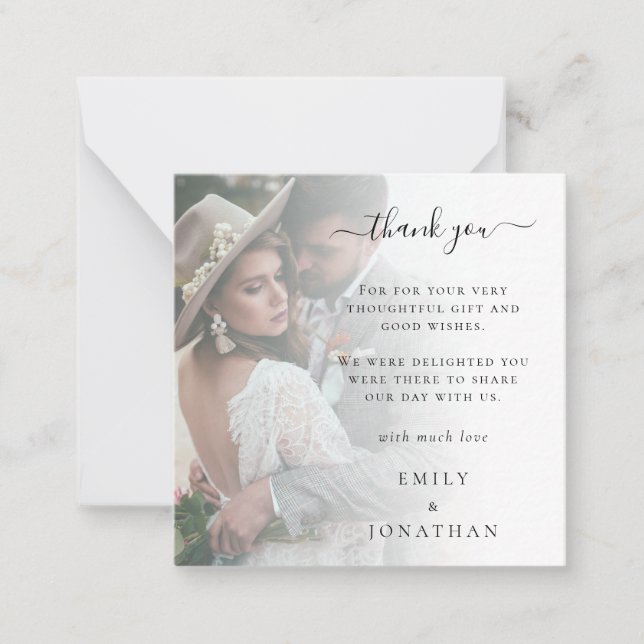 TINY SIZE Add Your Own Photo Wedding Thank You Card (Front)