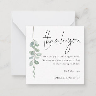 TINY SIZE Eucalyptus Photo Wedding Thank You Card