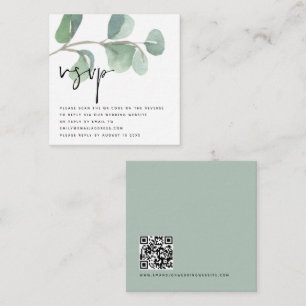TINY SIZE Eucalyptus QR Code Script Wedding RSVP Enclosure Card