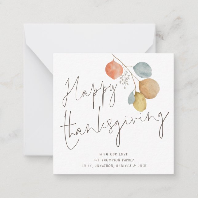 TINY SIZE Trendy Foliage Happy Thanksgiving Card (Front)