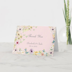 Tiny Spring Flowers Wedding Thank You Card