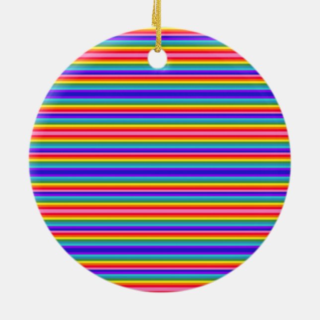 Tiny Stripes of Rainbow Colours Ceramic Tree Decoration (Back)