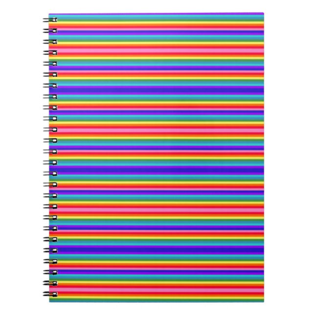 Tiny Stripes of Rainbow Colours Spiral Notebook (Front)