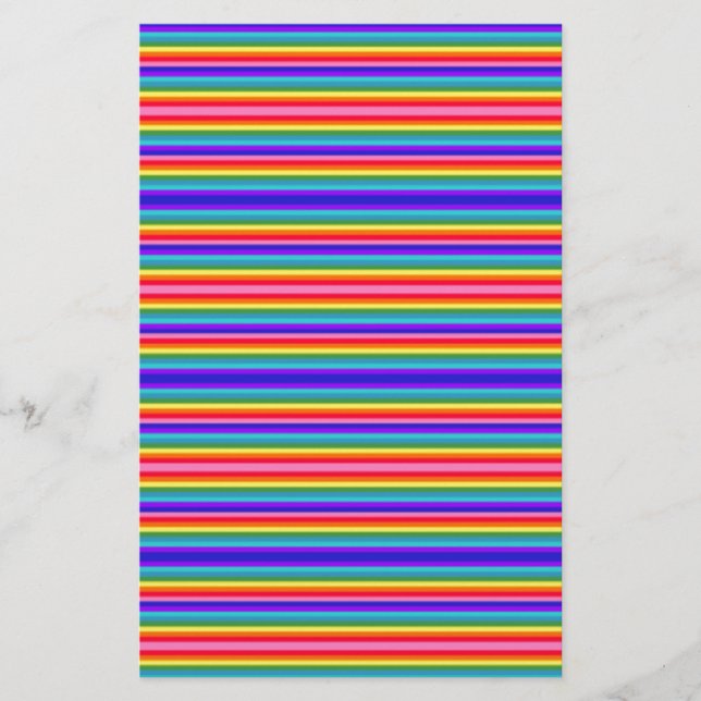 Tiny Stripes of Rainbow Colours Stationery (Front)