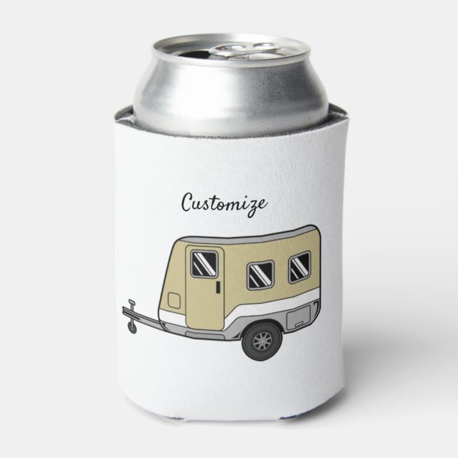 Tiny Tan Caravan Camper Thunder_Cove Can Cooler (Can Front)
