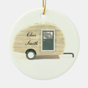 Tiny teardrop caravan casa ceramic tree decoration