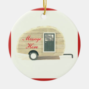 Tiny teardrop caravan casa ceramic tree decoration