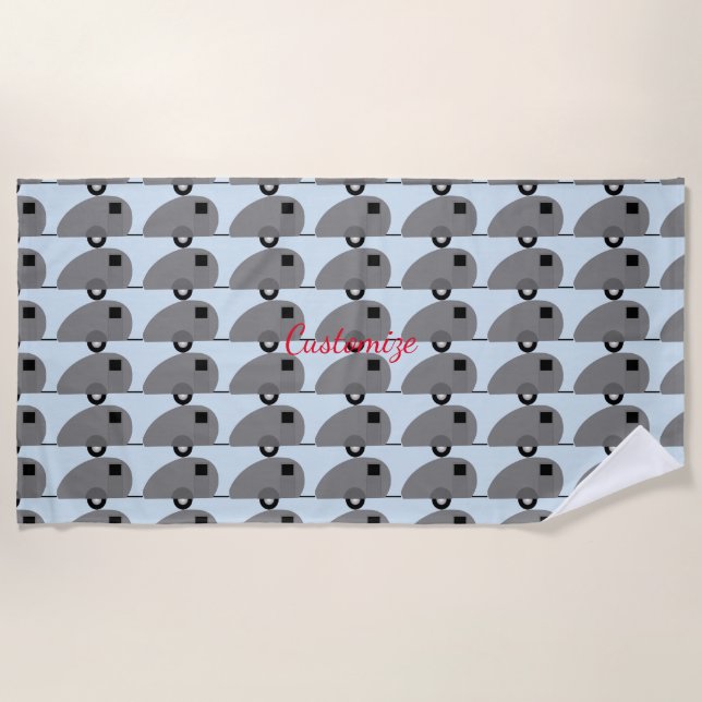 Tiny Teardrop Trailer Thunder_Cove Beach Towel (Front)