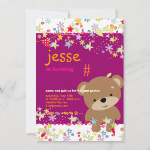 Tiny Teddy Bear Personalised Party Invitation