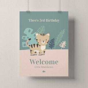 Tiny Tiger Kid's Birthday Party Welcome 18x24 Poster