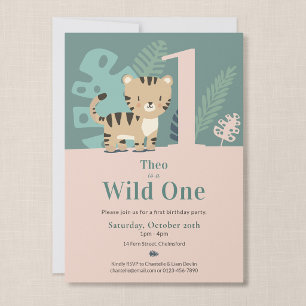 Tiny Tiger Wild One First Birthday Invitation