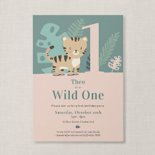 Tiny Tiger Wild One First Birthday Invitation