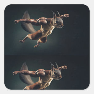 Tiny Titan – Minimal Surreal Squirrel Sticker